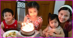 Mommy Pia with Baby Edelmira, Earvin and Eunice Pajarillo